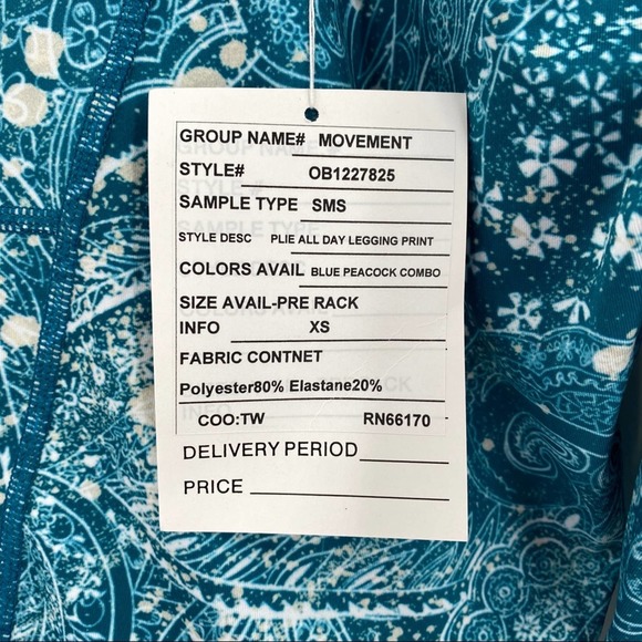 Free People FP Movement Womens Plie All Day Floral Leggings Blue Peacock Size XS - Picture 10 of 11